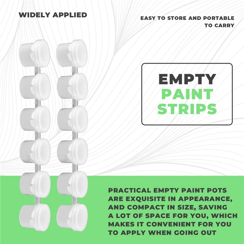 24 Strip Strip Cat Kosong Pot Cangkir Cat Wadah Penyimpanan Bening Perlengkapan Seni Kerajinan Lukisan 144 Pot Total