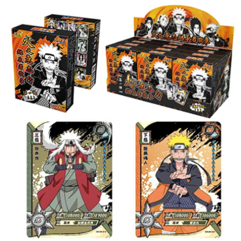 KAYOU Naruto Fire\'s Will Successor BadgeBR Card Full Set of Tinplate Badge Card Birthday Gift Genuine Anime Naruto Rare Card Box