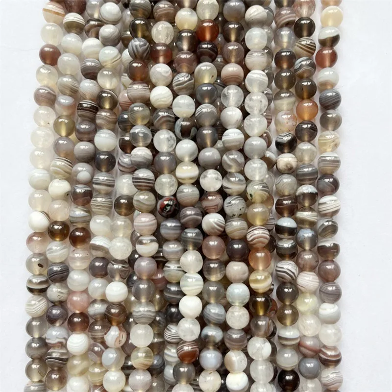 6mm Persian Gulf Agate Botswana Onyx Natural Stone Beads with Line Silk Strip Gemstone Mineral Jewelry Bracelet Making DIY