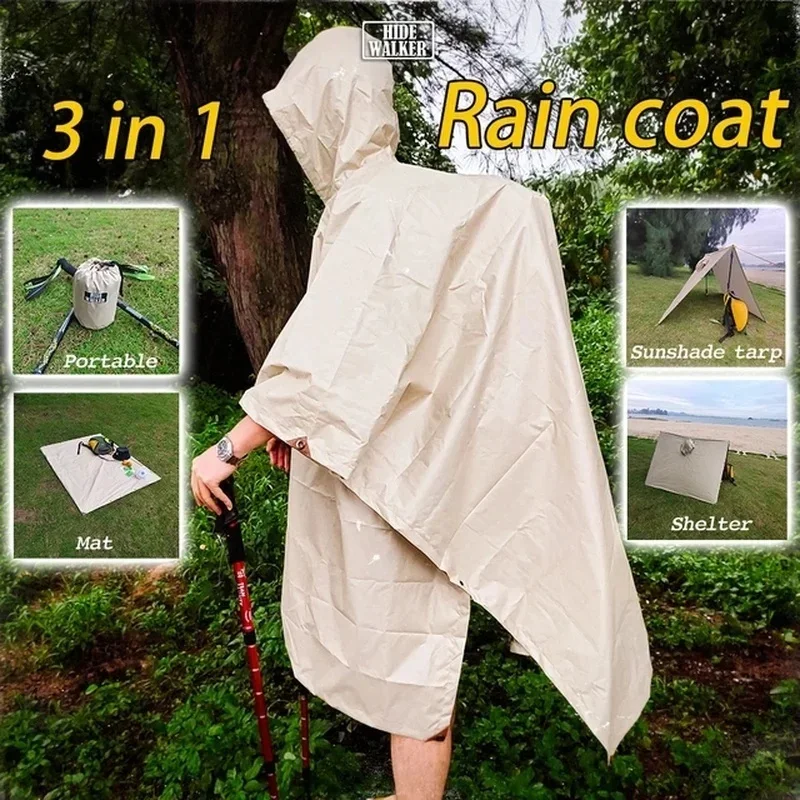 

Raincoat 3 in1 Outdoor Unisex Waterproof Poncho Ultralight Hiking Rainwear Trekking Camping Rain Gear For Backpacker Hiker