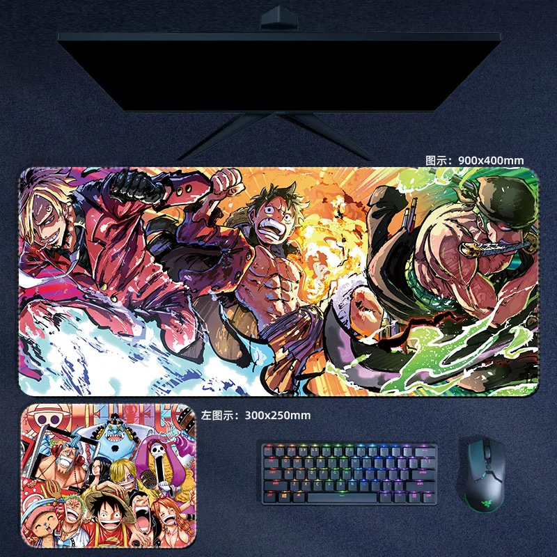 Anime Manga One Piece Mouse Pad Luffy Zoro Sanji Robin Nami Law PU Leather Mousepad Computer Keyboard Pad Accessories Desk Mat