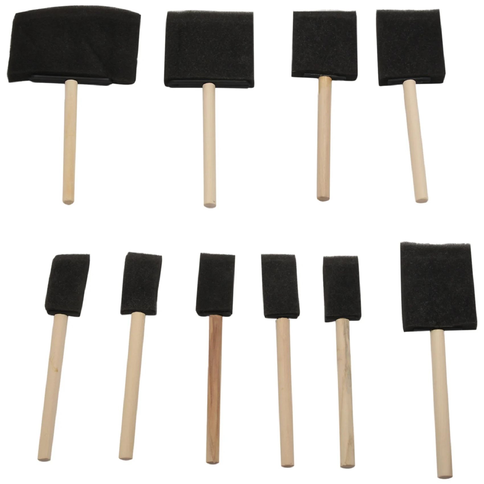 เครื่องมือฟองน้ำแปรงทาสีโฟมพร้อมด้ามจับไม้เนื้อแข็ง10ชิ้น
