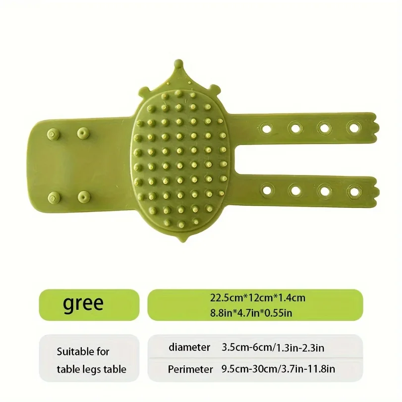 Rubber Self-Grooming Cat Scratcher - Wall & Table Leg Mountable, Flexible Bristles, Non-Electric Pet Massage, Fur Removal Tool