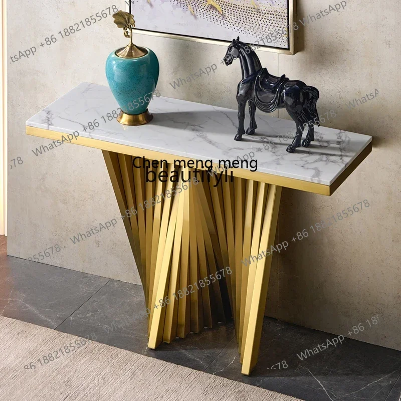 M178 Italian light luxury marble luxury stone entrance table corridor ultra-narrow entrance cabinet end view table