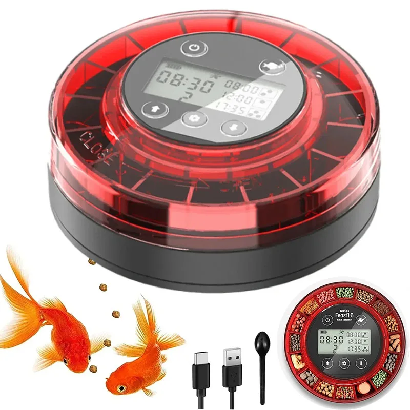 

Automatic Fish Aquarium Food Feeder Tank Feeding Shrimp Feed Tropical Goldfish Timer Accessories Intelligent Timing Dispenser on