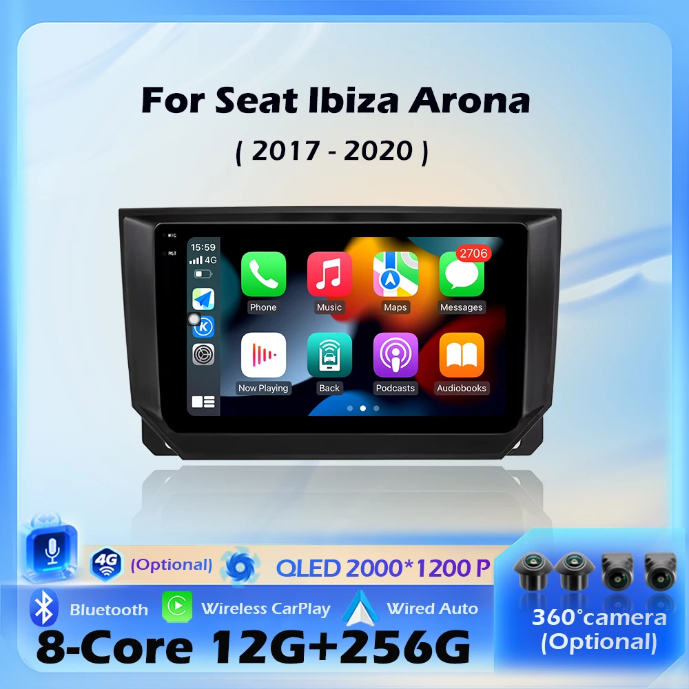 For Seat Ibiza Arona 2017 - 2020 Android 16 Wireless CarPlay Car Radio Multimedia Video Player Navigation GPS 4G WIFI BT 9 inch
