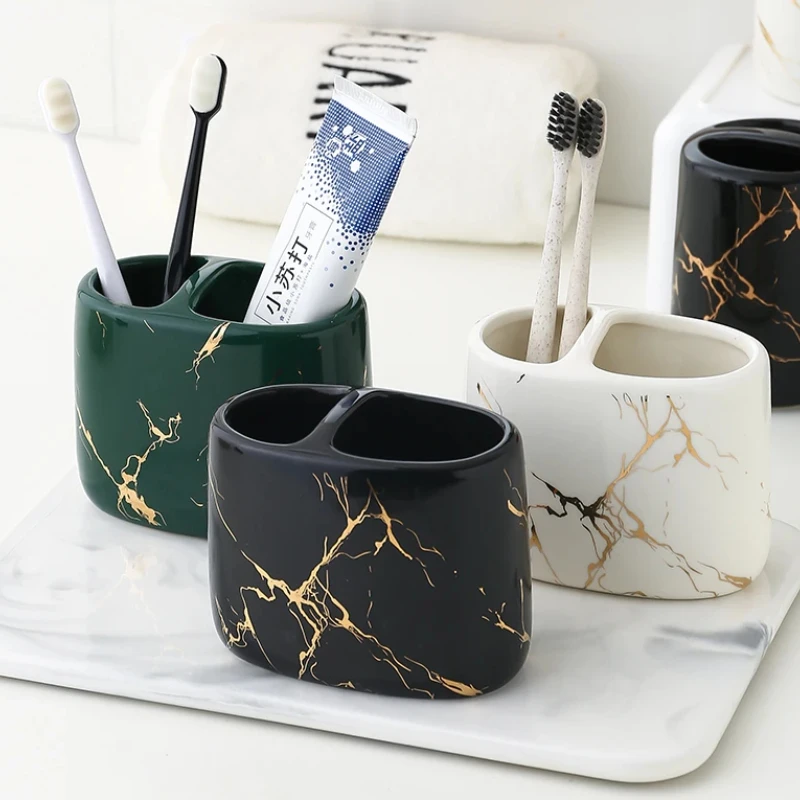 

Многофункциональный держатель для зубных щеток — мраморная керамическая чашка и органайзер для ванной комнаты для зубных щеток и принадлежностей