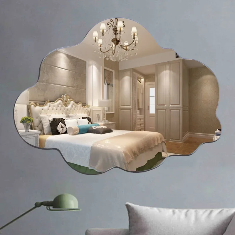 

Makeup Bathroom Mirror Shower Irregular Vanity Dressing Table Full Size Mirror Aesthetic Magnifying Miroir Salle De Bain Miroir