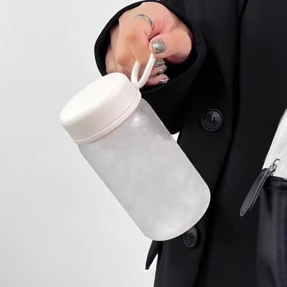 450ml Transparent Plastic Cup Transparent Leakproof Milk Water Bottles Fall Prevention Lifting Rope Drinking Water Bottle
