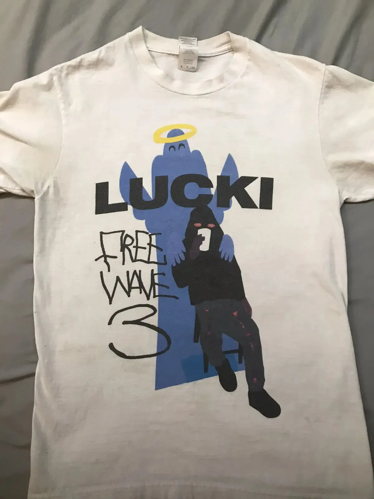 تي شيرت LUCKI FREEWAVE 3 مغني الراب بأكمام قصيرة أبيض بجميع المقاسات HH143