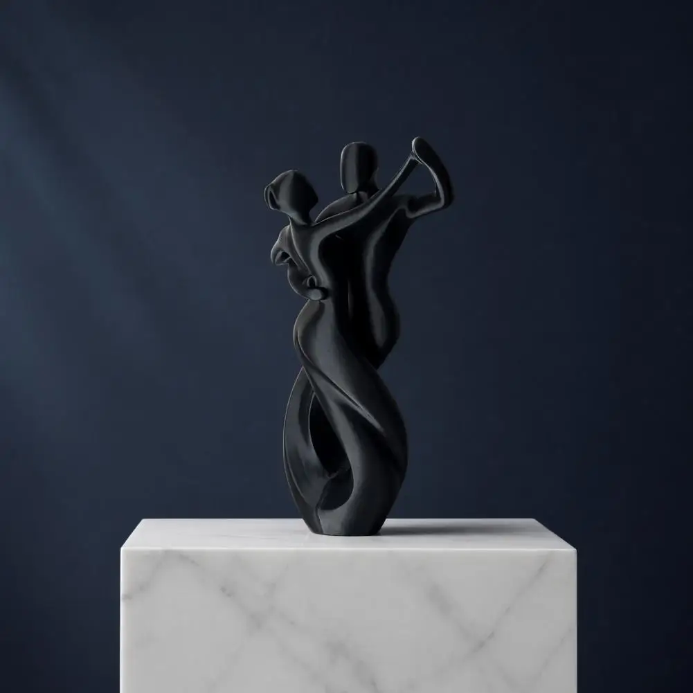2026 3D Printing Art Ornament, Matte Black Dancing Couple Model, Abstract Tango Dance Statue, with Stable Base Figurine for Home
