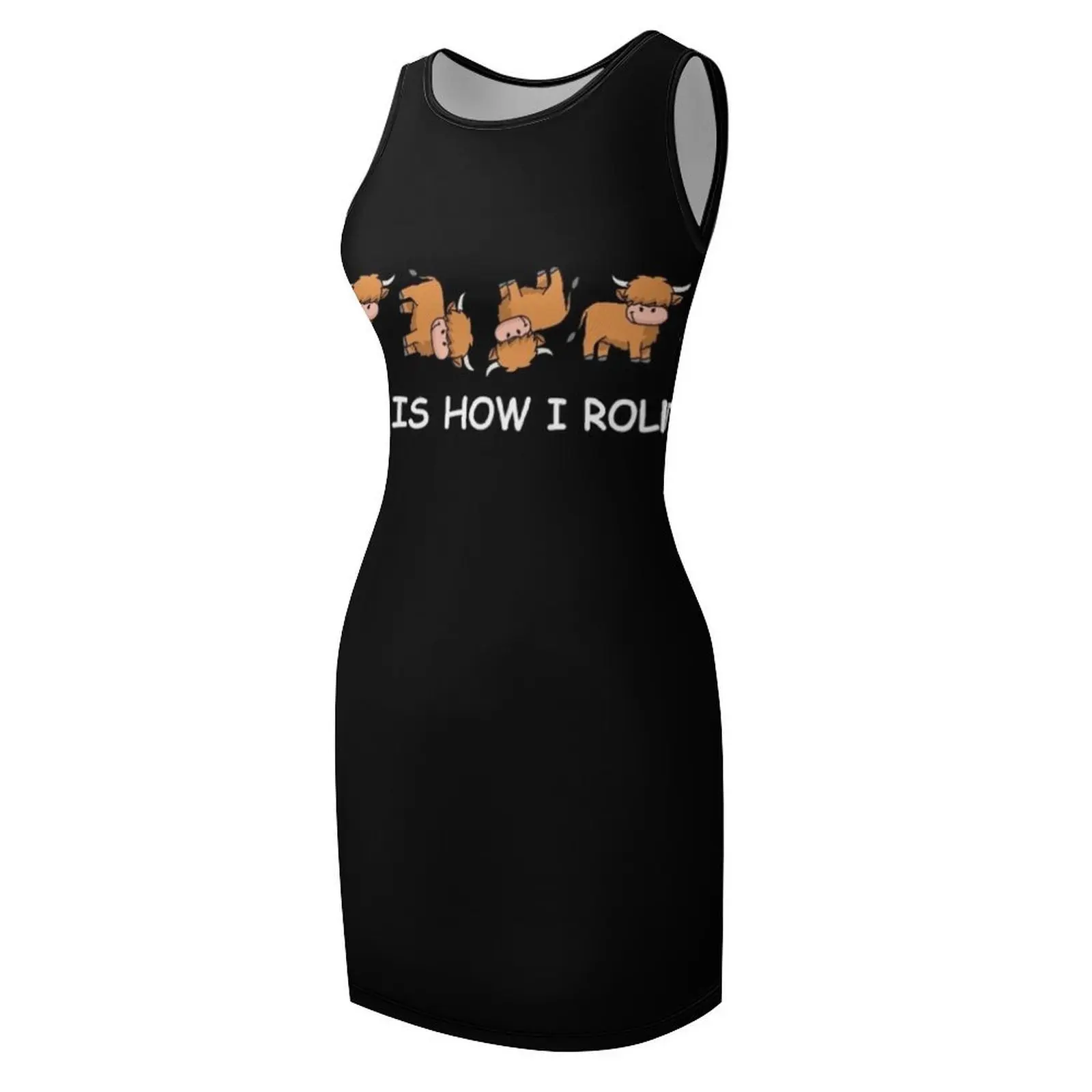 T-shirt drôle de vache des Highlands pour femmes et hommes, cadeaux de vache, comment je roule, robe d'été sans manches, robes de soirée pour dames