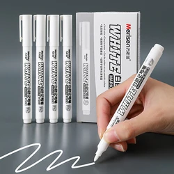 White Permanent Marker Pen 1.5mm Alcohol-Based Oil Waterproof for Fabric Wood Leather Tire Graffiti Painting