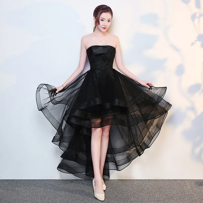 U4125 Customized Black Red Sexy Strapless Prom Dresses Ball Gown Skirt for Engagement Party Wedding Celebration Dress