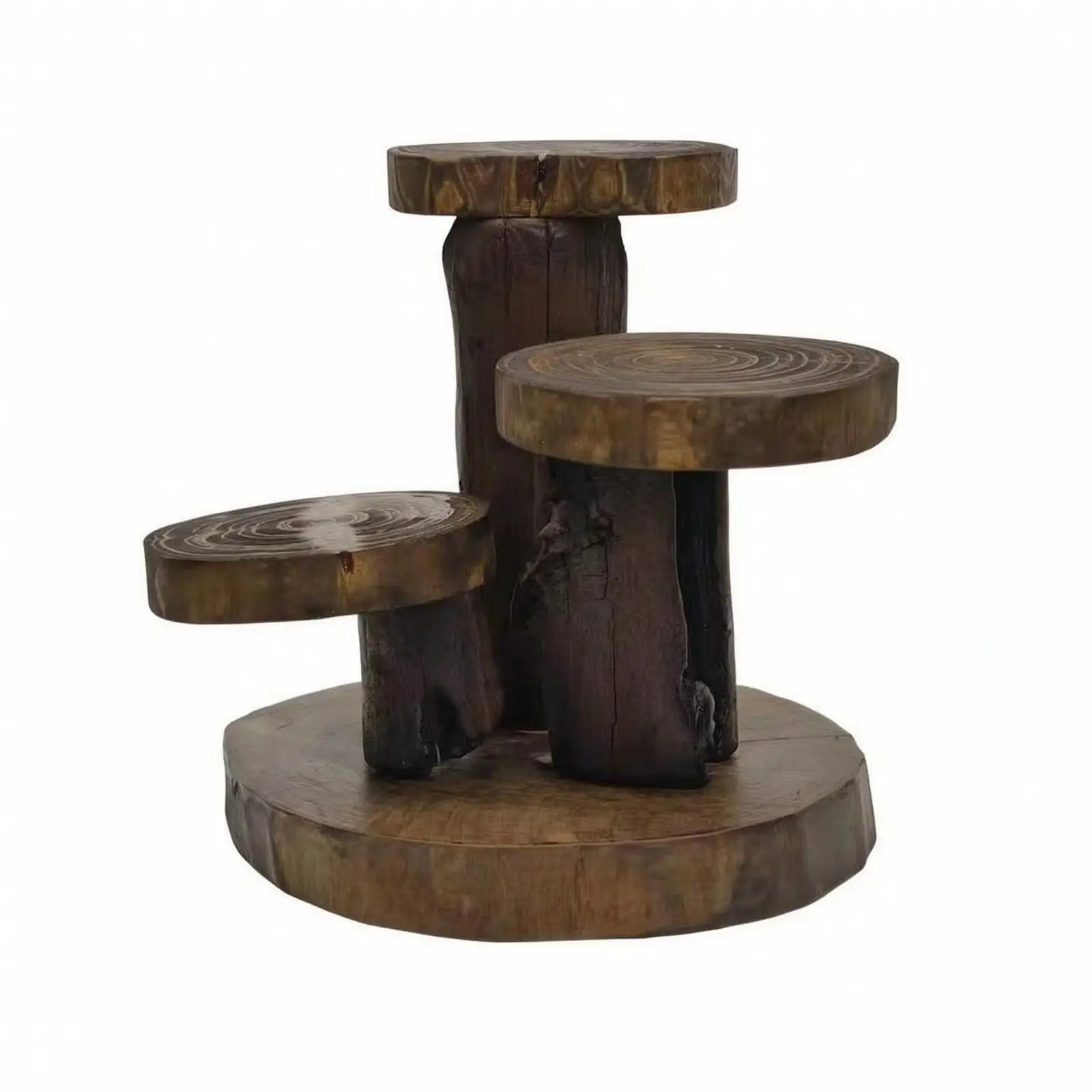 Solid Wood Plant Display Stand Rustic Walnut Finish Plant Stand Flower Pot Holder Vintage Versatile for Desktop, Balcony