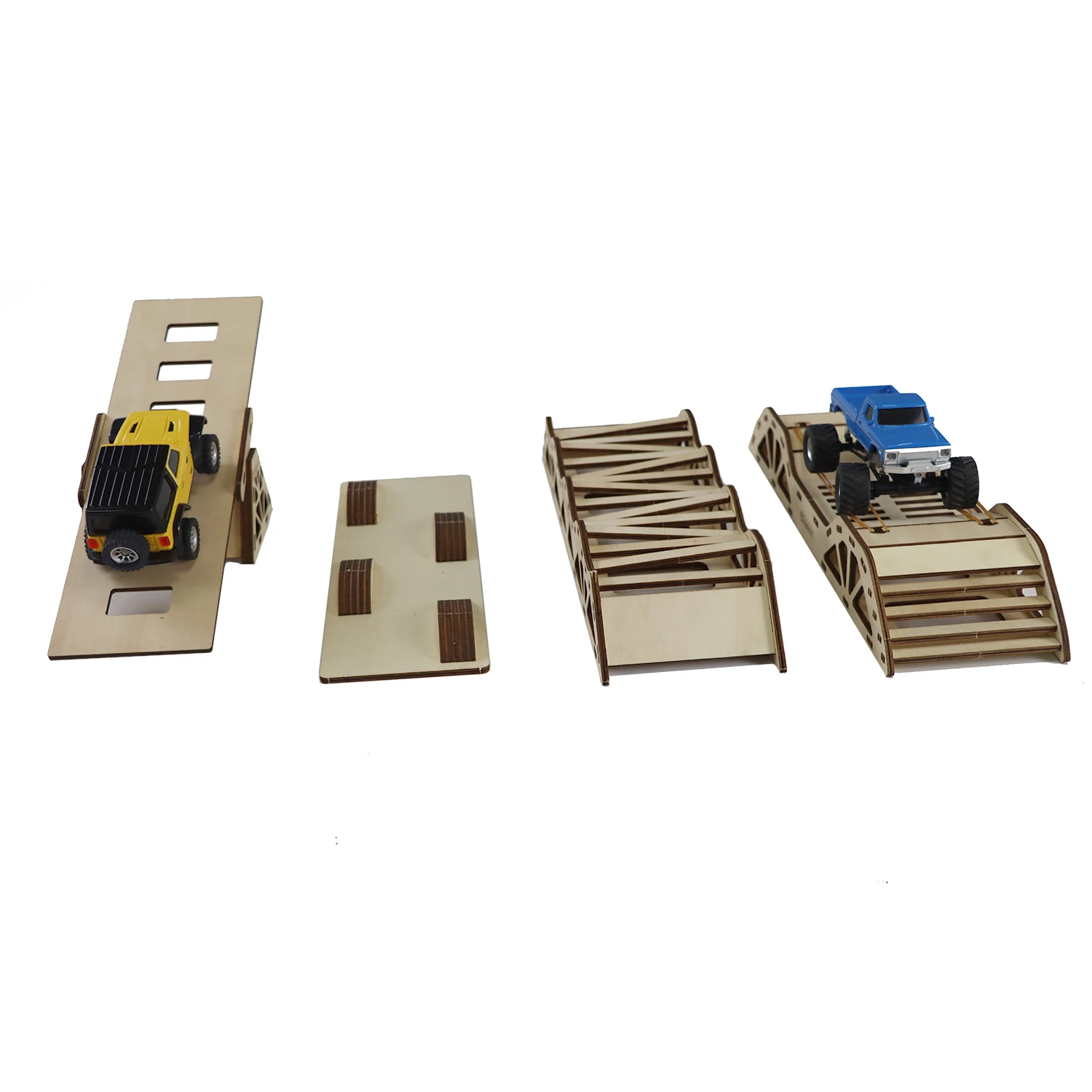 4PCS RC Wooden Bridge Obstacle Set, DIY Steep Slope Desktop Simulation Course for 1/36 Scale RC Crawler Car Accessories
