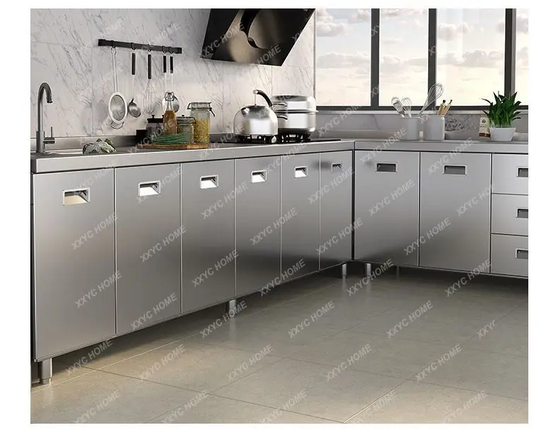 

YYStainless Steel Sideboard Kitchen Multi-door Cabinet Cupboard Dining Room Locke Kitchen Storage Adjustable Shelf CabinetY