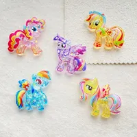 10pcs Colorful Cartoon Pony Flatback Resin Figurines Shiny Craft Supplies for Scrapbooking DIY Accessories Home Decor