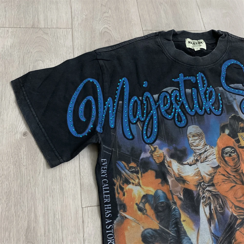 Washed Majestik WAR FOR FREEDOM Skeleton Ninja T-shirt Men Women Best Quality Tops Tees T Shirt