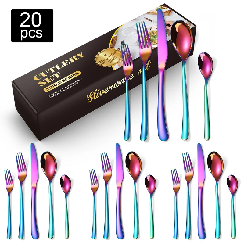 

20/40Pcs Luxury Stainless Steel Tableware Set Simple Home Hotel Western Dining Cutlery Sets Gold Knife Fork Spoon Family Suits