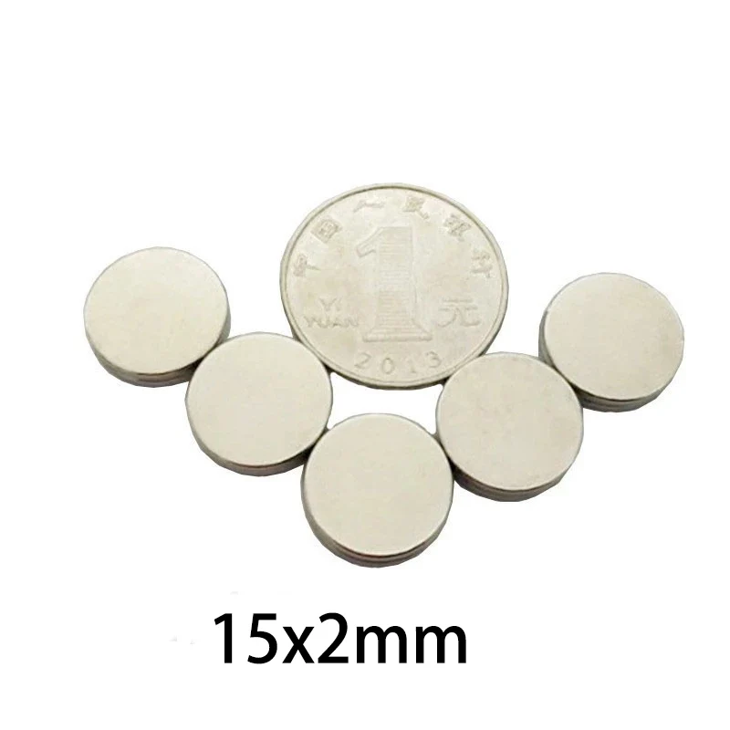10/20/50 Stück 15 x 2 mm, 15 mm Durchmesser, 2 mm dick, runde Magnete für Kühlschrank, Whiteboard, Büro, Heimgebrauch