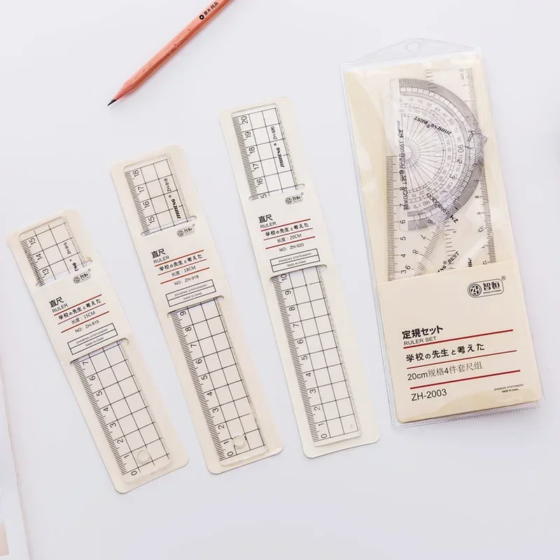 1Pcs Transparent Simple Style Plastic Ruler Grid Ruler Student Office Learn Stationery Drawing School Supplies