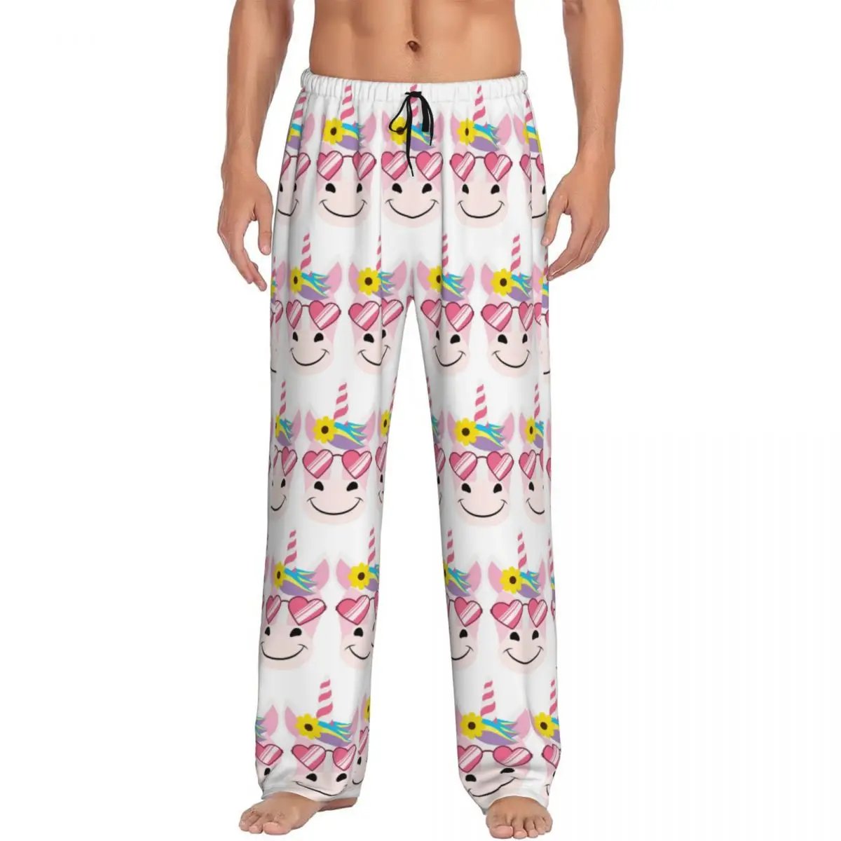Pantalones de pijama con estampado de un unicornio mágico y divertido, con bolsillos, para hombre, ideales para dormir y relajarse.