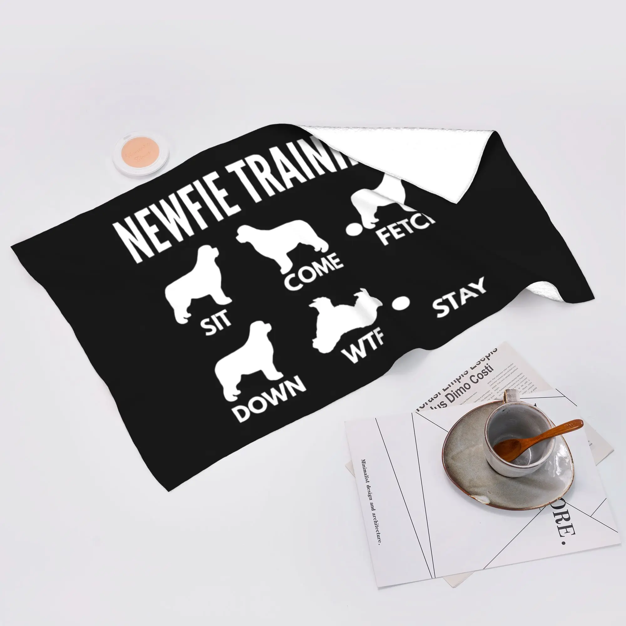 Custom Newfie Training - Newfoundland Dog Tricks Soft Face Towel Quick Dry Pool Bath Cotton Towels Absorbent Quick