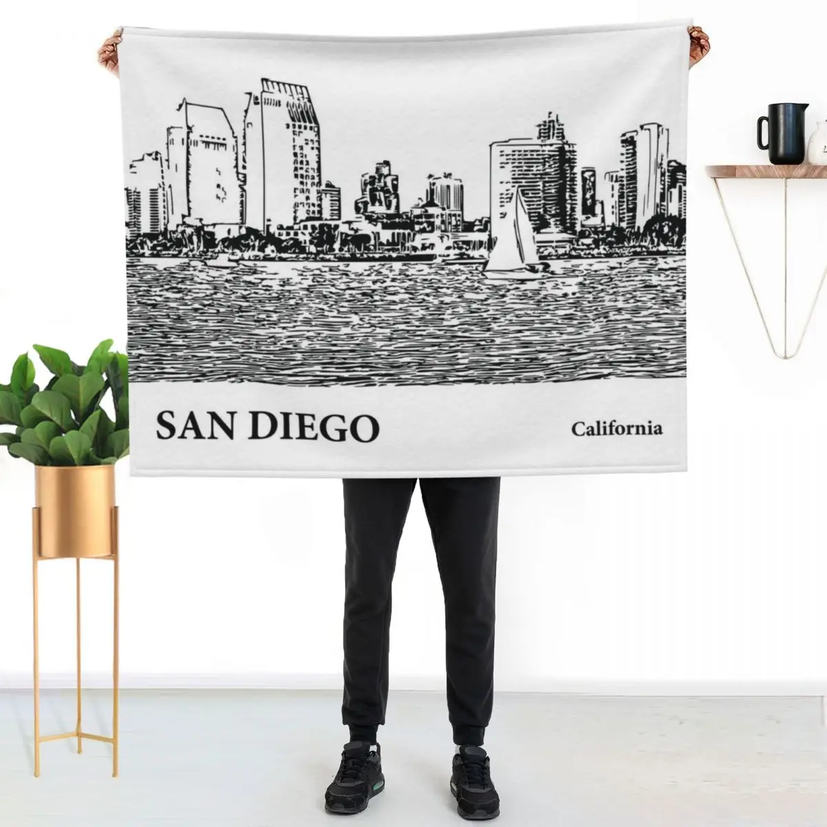 San Diego California Throw Blanket Flannel Fabric For Decorative Sofa Warm Sofa Summer Beddings Personalized Gift Blankets