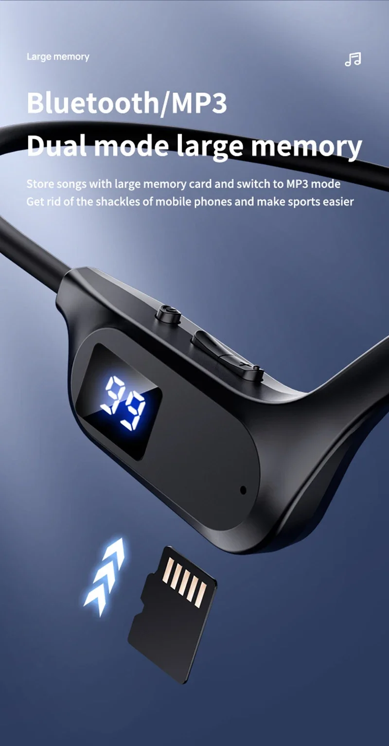 Lenovo X7 Knochenleitungs-Wireless-Ohrhörer Sport Schwimmen Bluetooth-kompatibler Kopfhörer Freisprechfunktion mit Mikrofon für Lauf-Ohrhörer – Detail 9