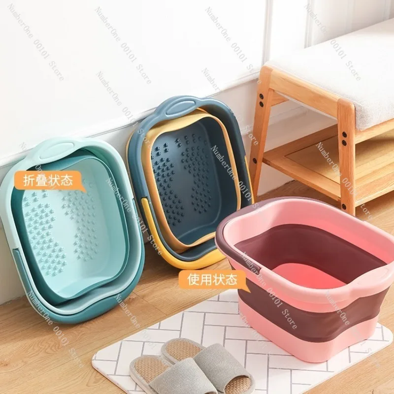 Foldable Foot Bath Tub Deep Large Plastic Foot Soaking Bucket Portable Household Spa Basin Calf High Design Travel Storage