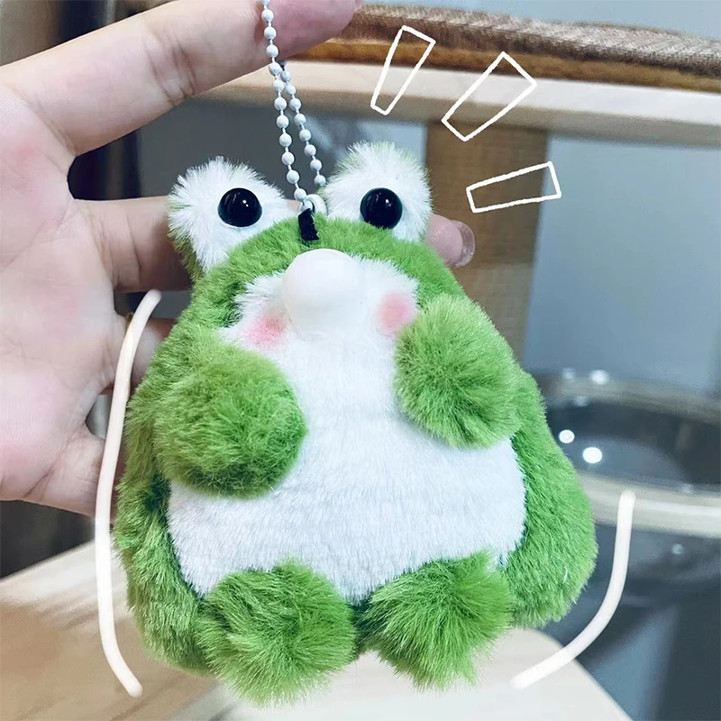 Leuke Spitting Bubble Kikker Pluche Pop Sleutelhanger Creatieve Kawaii Pluizige Zachte Knuffel Rugzak Hanger Sleutelhanger