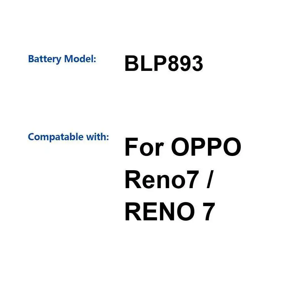 

For Oppo Reno 7 Fast Charging BLP893 4390Mah Mobile Phone Battery