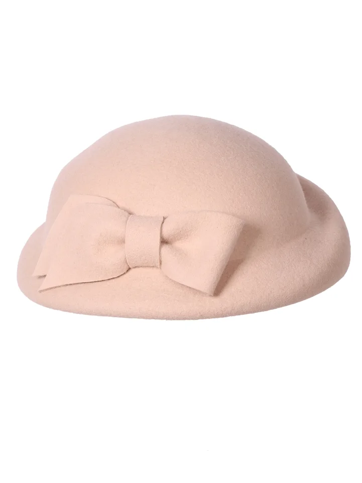 Women\'s Elegant Church Fedoras Wool Felt Vintage Beret Wedding Veil Cap Khaki Womens Fedoras Light Camel Wool Felt Top Hat With... From  main image 4