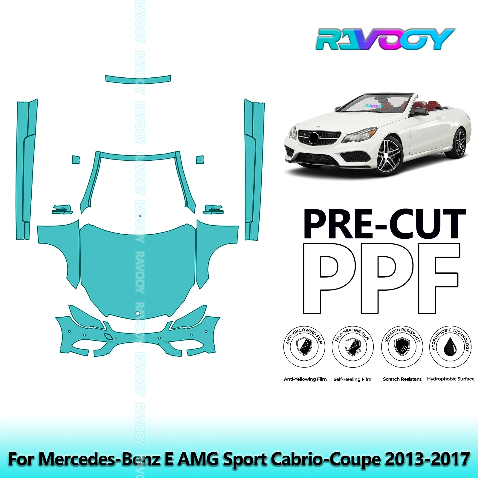 

Передний комплект + брюки, прозрачный бюстгальтер, предварительно вырезанная защитная пленка PPF для Mercedes-Benz E AMG Sport Cabrio-Coupe 2013-2017