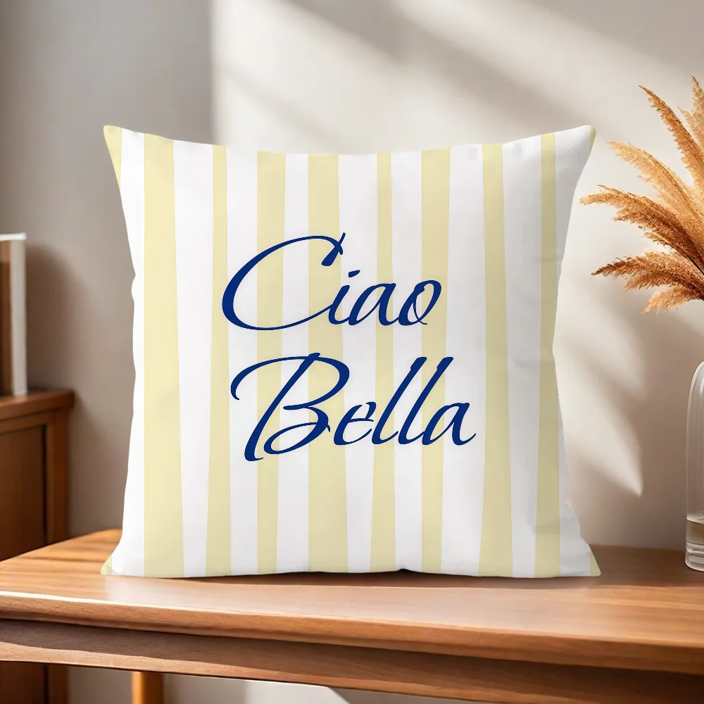 Ciao Bella Kissenbezug für Zuhause, Sofa, Wohnzimmer, Büro, Café, Auto – Detail 7