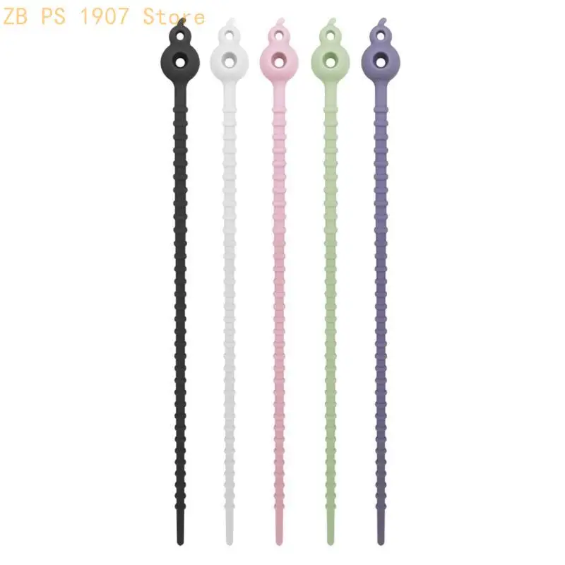 Set Of 5 Silicone Bag Sealing Clip Versatile Elastic Cord Ties for Wire Management Reusable Rubber Cord Organizers 55KA