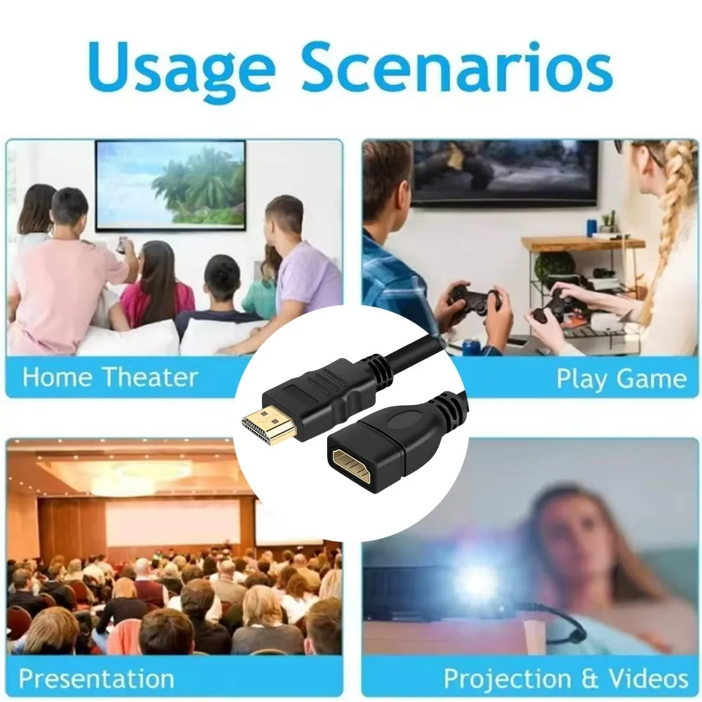 4K HDR HDMI-Compatible 2.0 Extension Cable High-Speed Extension Male To Female Cord for PS5 Xbox X/S PC Monitor HDTV Switch 2