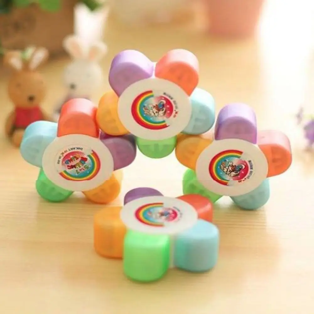 Colorful Flower Roller Seal Stamps 5 in 1 DIY Decorative Stamp Drawing Diary Hand Account Tool Children Gift