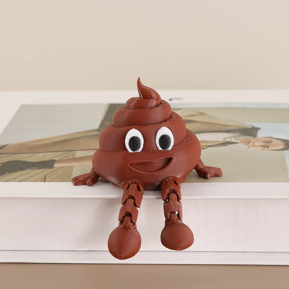 Funny Toilet - Series Ornaments, Toilet/Roll Paper/Trash Can/Poop Shapes with Jointed Legs, Creative Desktop Decor Items