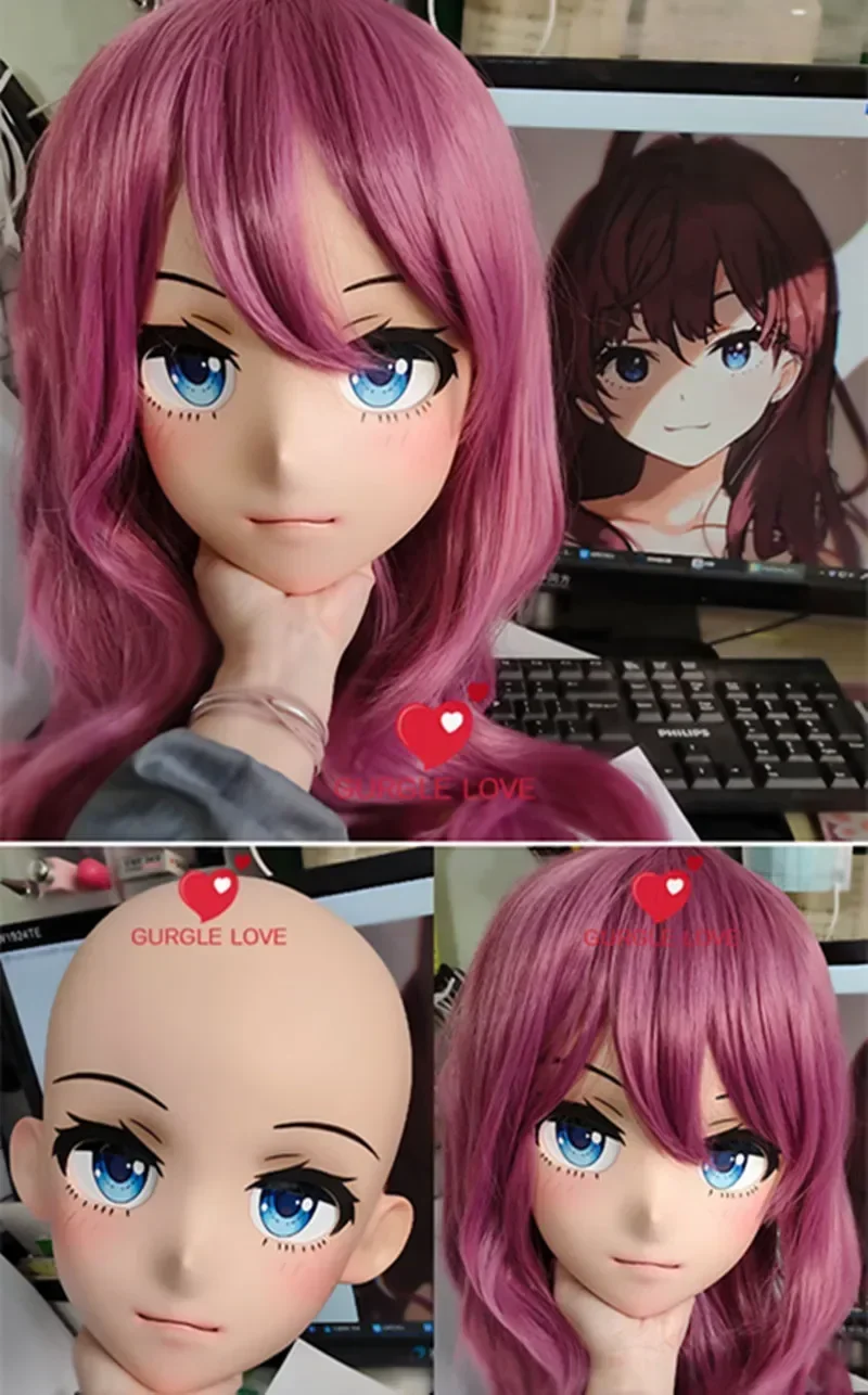 (GL37) Personaje de exposición de cómic personalizado resina media cabeza Crossdress Cosplay Anime japonés máscara de Kigurumi
