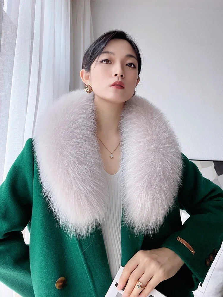 

Fox Fur Collar for Women Universal Winter Fur Scarf Long Genuine Scarf Collar Adult Winter Party Scarves Warm Neckerchief Solid