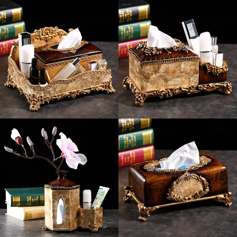 

European Tissue Box Fruit Plate Wine Rack Ashtray Resin Ornaments Home Livingroom Figurines Crafts Porch Coffee Table Decoration