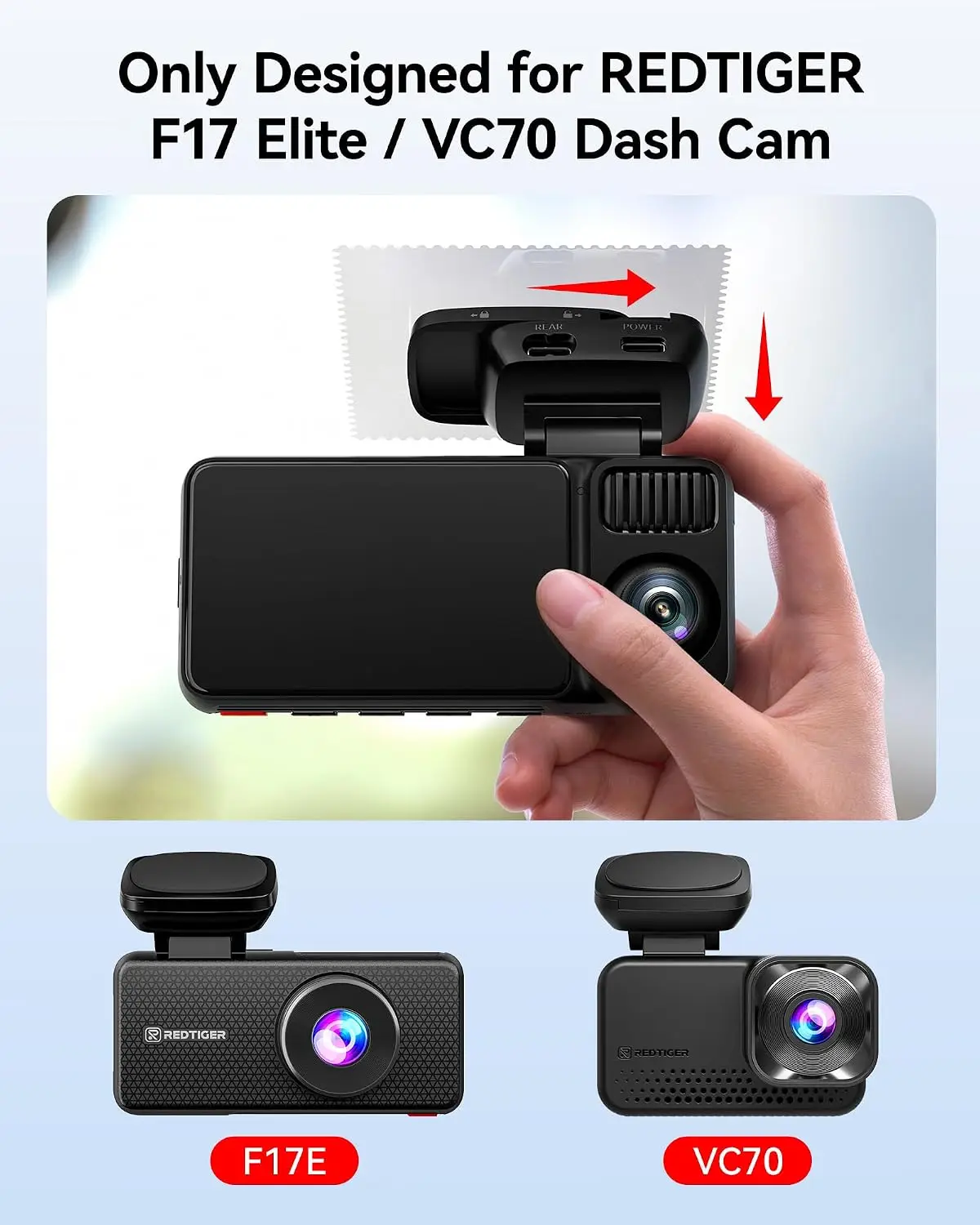 Adhesive Mount for REDTIGER F7N Series / F17 / VC70 Dash Cam Mount Electrostatic Stickers for , Strong Windshield Grip