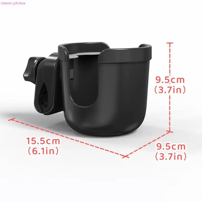 D0JC 360 Degree Rotatable Strollers Bike Cup Mount Stand Holder Anti Slip Base Easy Installation without Tool Need