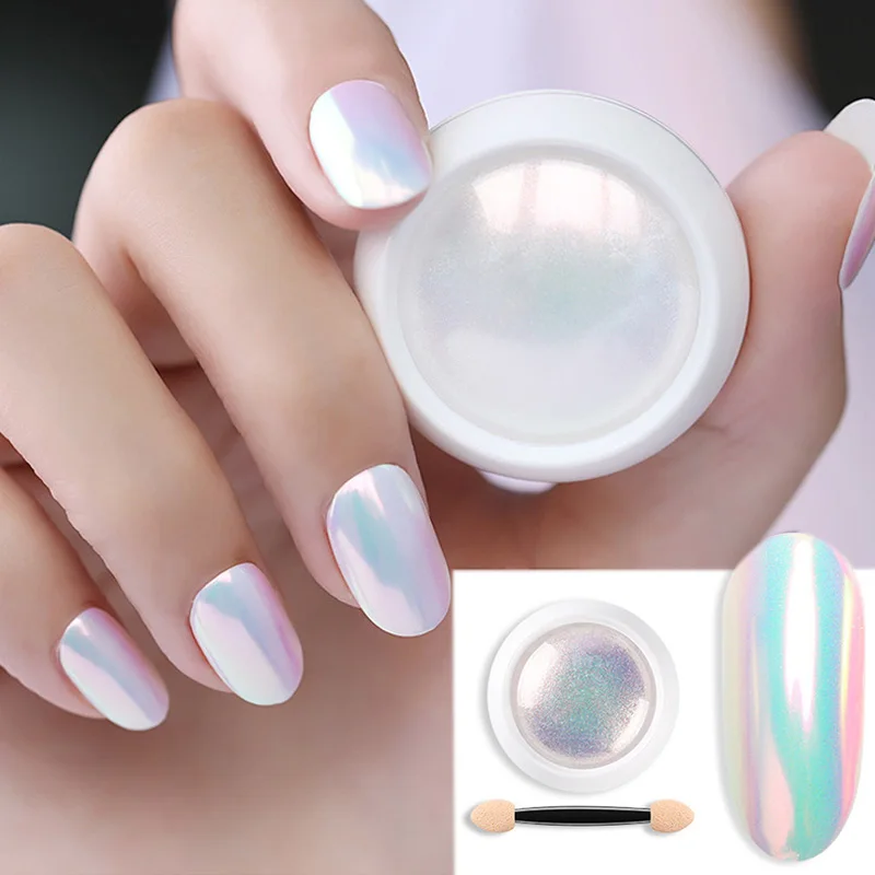 1 Box Pearl Shell Nail Glitter Powder Aurora Nails Ice Transparent Sparkle Iridescent Effect Nail Art Pigment Chrome Glitters