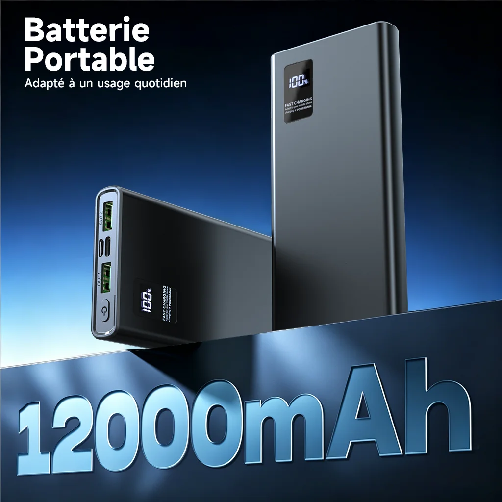 Hganus 10000mAh 20000mAh 24000mAh Powerbank portable mince 22.5W PD QC 3.0 Charge rapide Ports USB Type-C Batterie externe rechargeable pour IPh Xiaomi Samsung Huawei 18 17 16