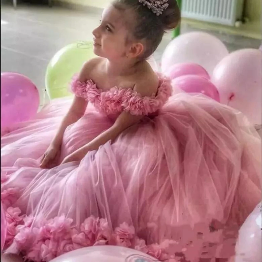 الدانتيل زهرة فتاة فساتين لحفلات الزفاف عيد ميلاد كم واحد للأطفال مسابقة أول مناولة ثوب