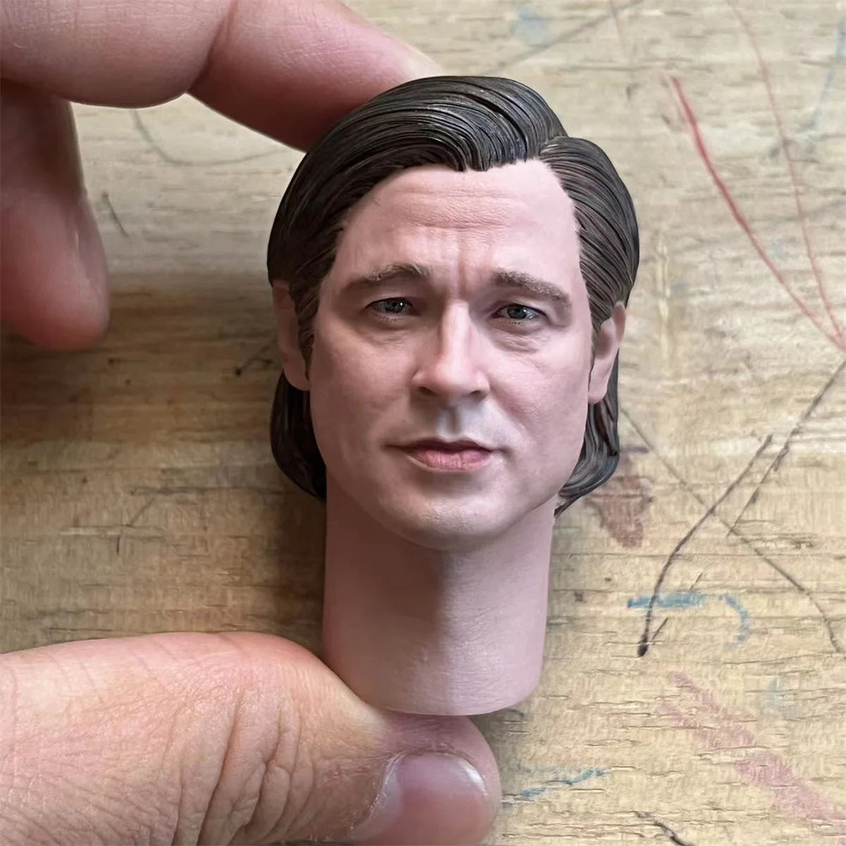 Brad Pitt Male Head Carving  With Braid Delicate Unpainted Model 1/6 Scale Action Figure Collection Body Toys