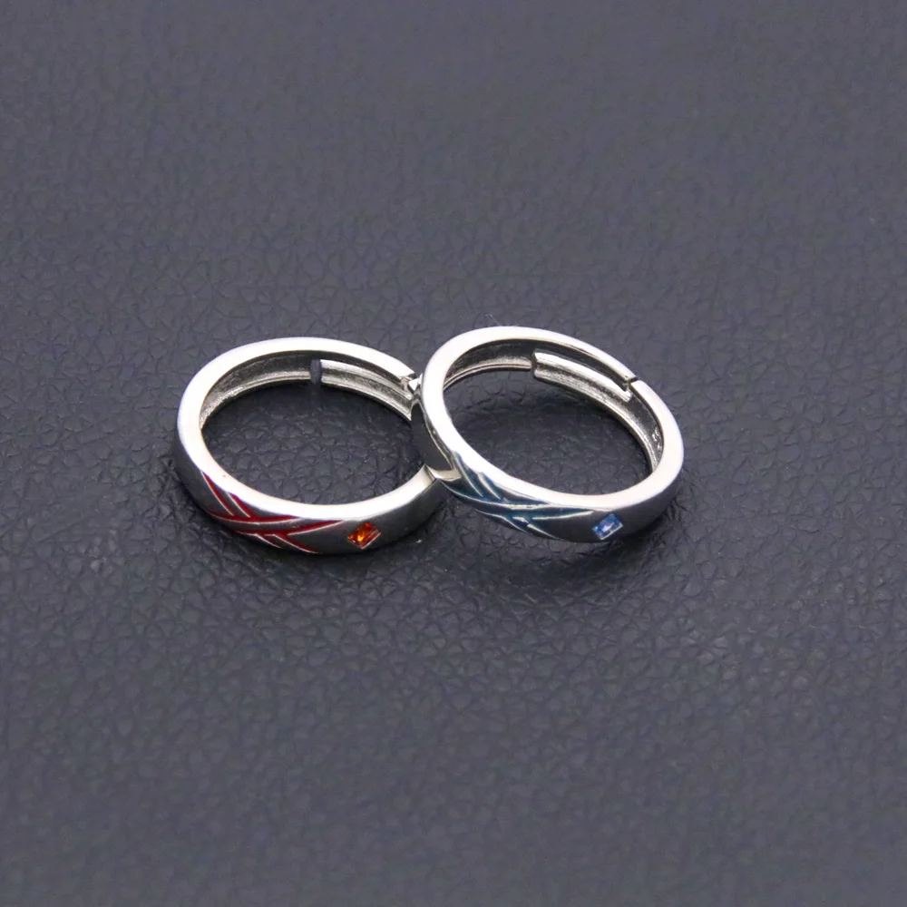 A Set Anime DARLING in the FRANXX Cosplay Ring 02 Zero Two Metal Adjustable Rings Jewelry Prop Accessories Gift